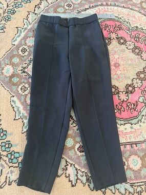 Ann Taylor Black Cropped Easy Ankle High Rise Straight-Leg Dress Pants